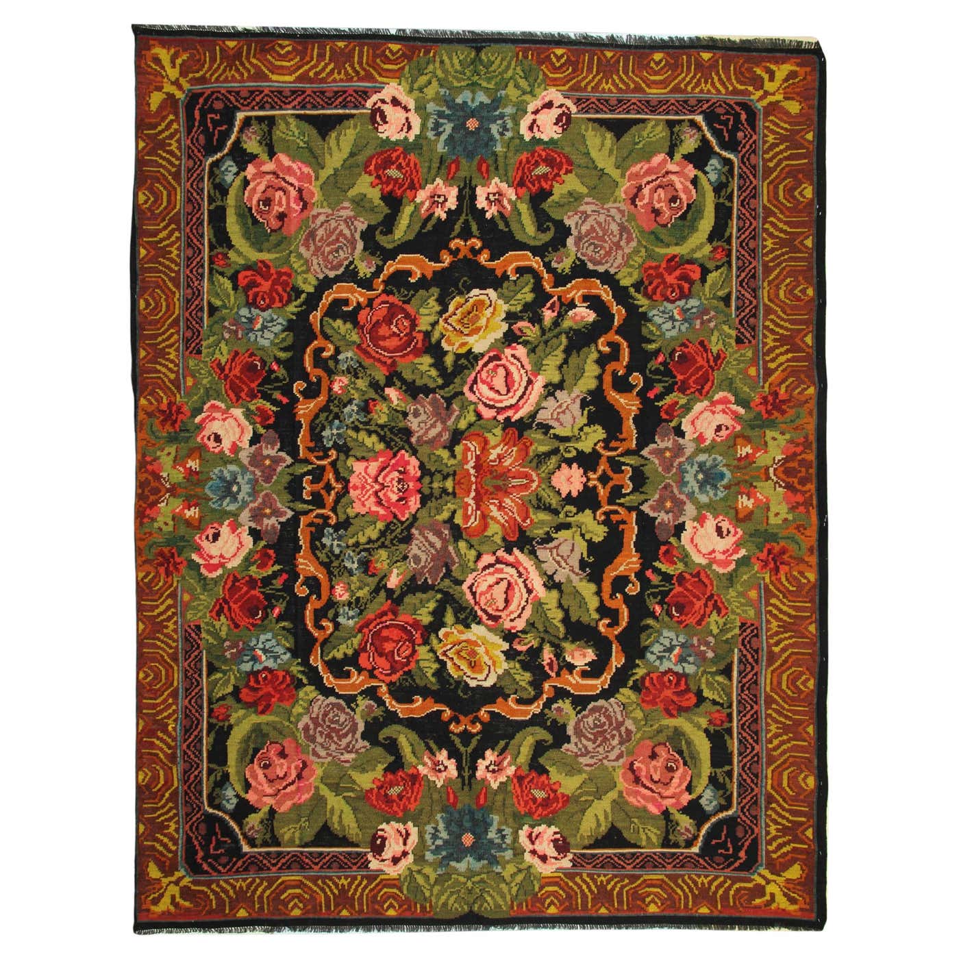 Floral Kilim Rug Antique Decorative Area Rug Handmade Carpet Moldova at ...