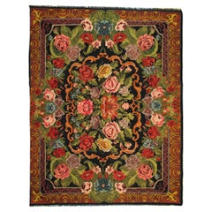  Antiker dekorativer Teppich aus geblümtem Kelim, handgefertigter Teppich, Moldawien