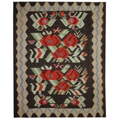Floral Kilim Rugs Handmade Carpet Used Traditional Wool Rug