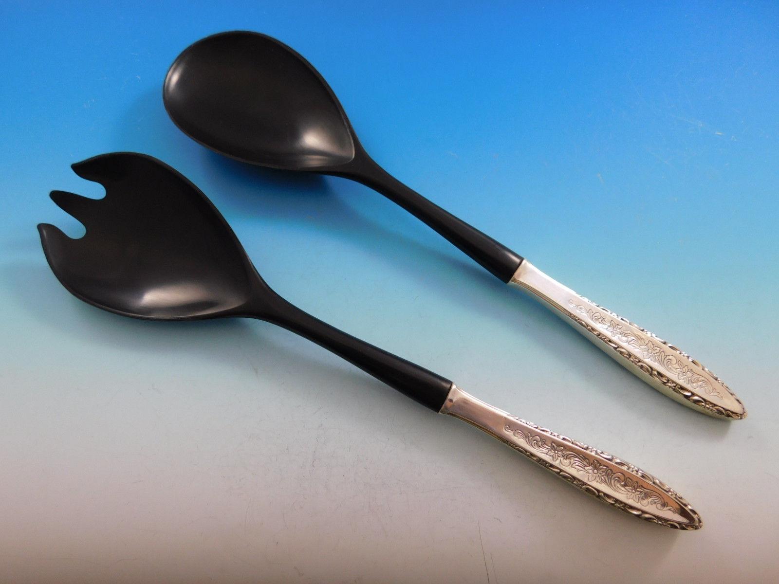 Ensemble de couverts en argent sterling pour 8 personnes 41 pièces Lace by Lunt à motifs floraux en vente 5