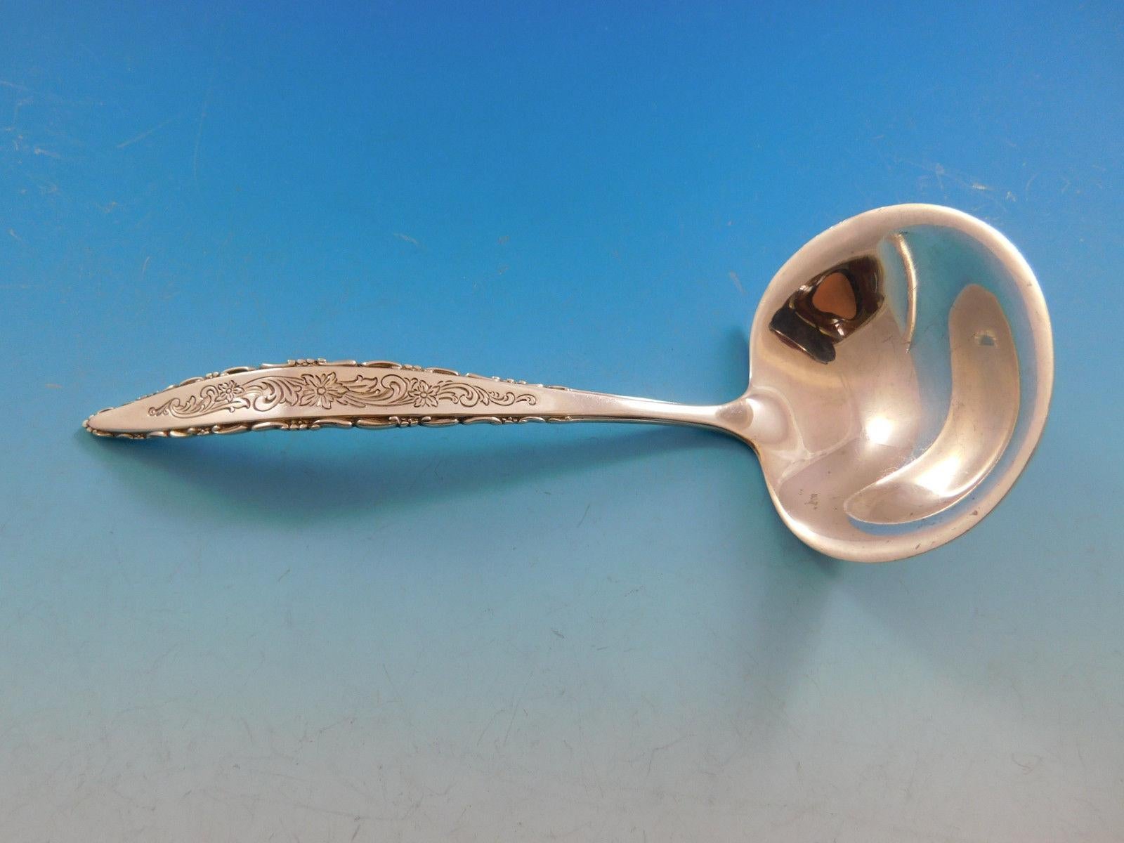 Ensemble de couverts en argent sterling pour 8 personnes 41 pièces Lace by Lunt à motifs floraux en vente 2