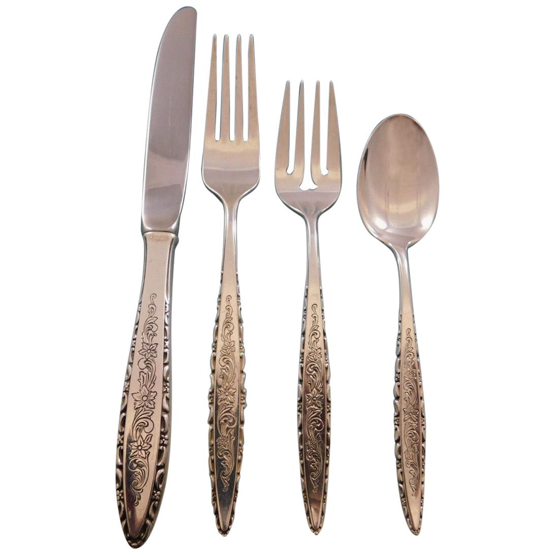 Floral Lace by Lunt Sterling Silver Flatware Set for 8 Service 41 Pieces For Sale