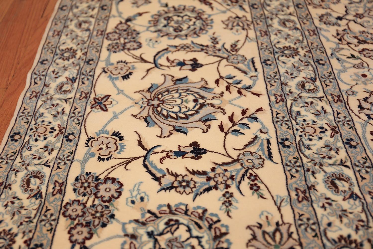 Floral Large Silk and Wool Vintage Nain Persian Rug. Size: 11 ft 6 in x 17 ft 1