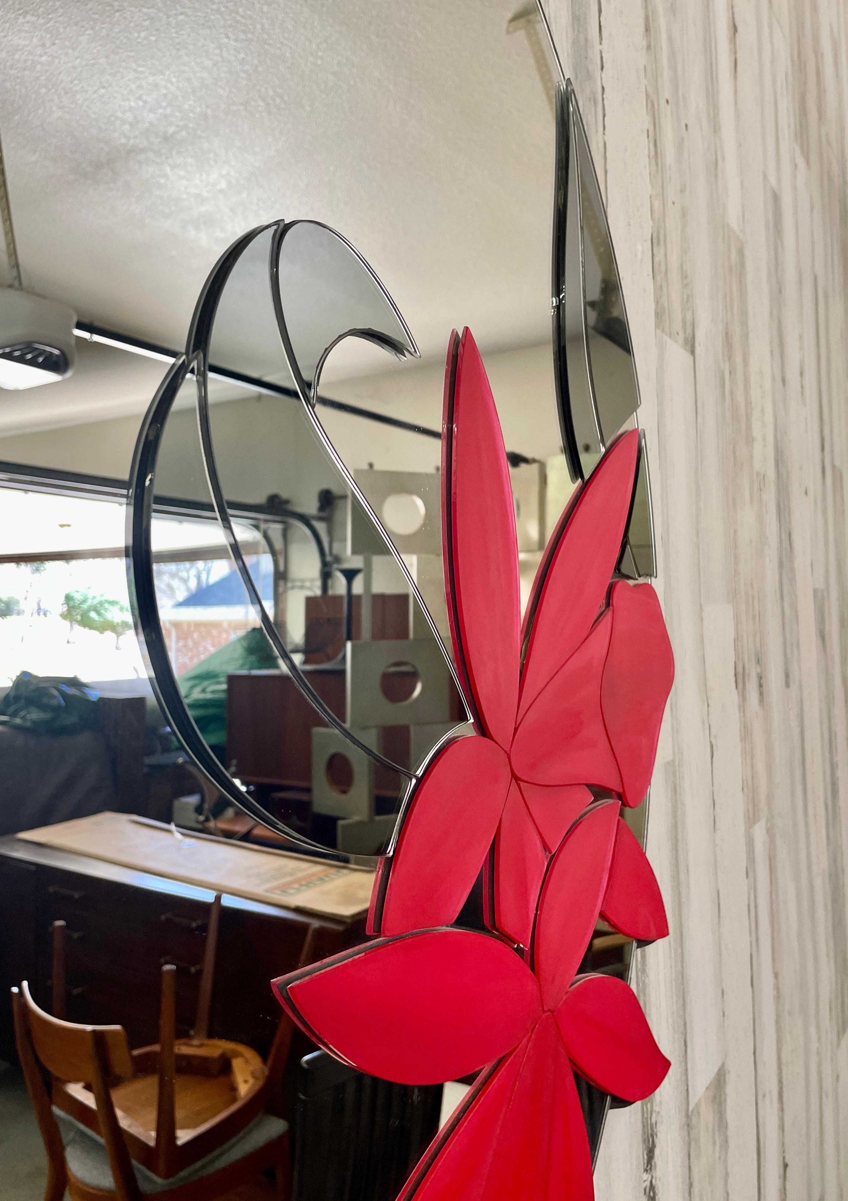 Floral Layered Mirror by David Marshall In Good Condition For Sale In Denton, TX