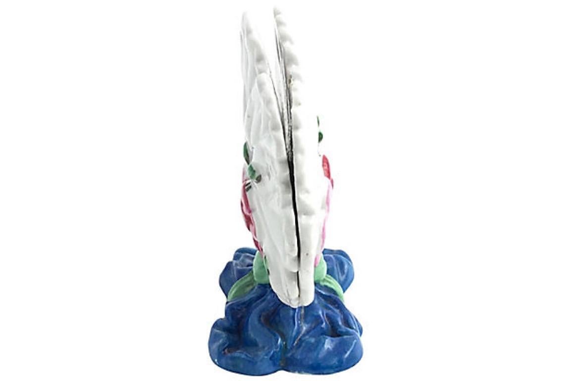 Floral Leaf Porcelain Menu Holder In Good Condition For Sale In Miami Beach, FL