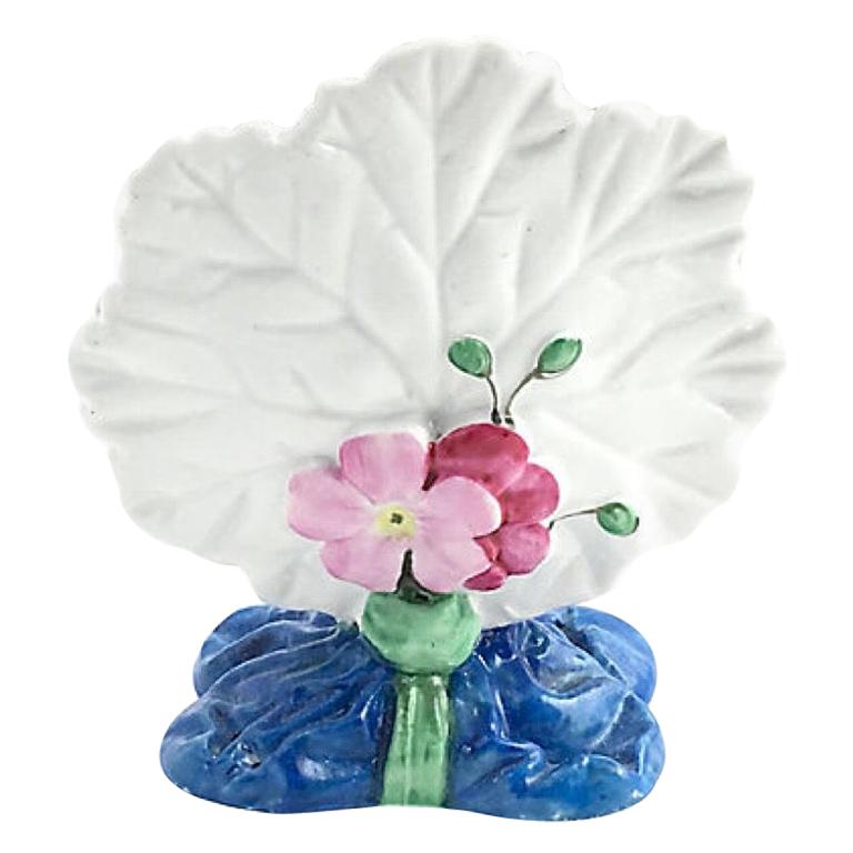 Floral Leaf Porcelain Menu Holder For Sale