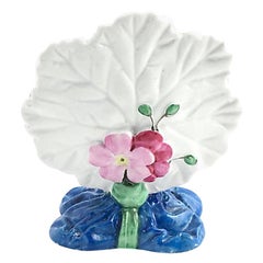 Antique Floral Leaf Porcelain Menu Holder