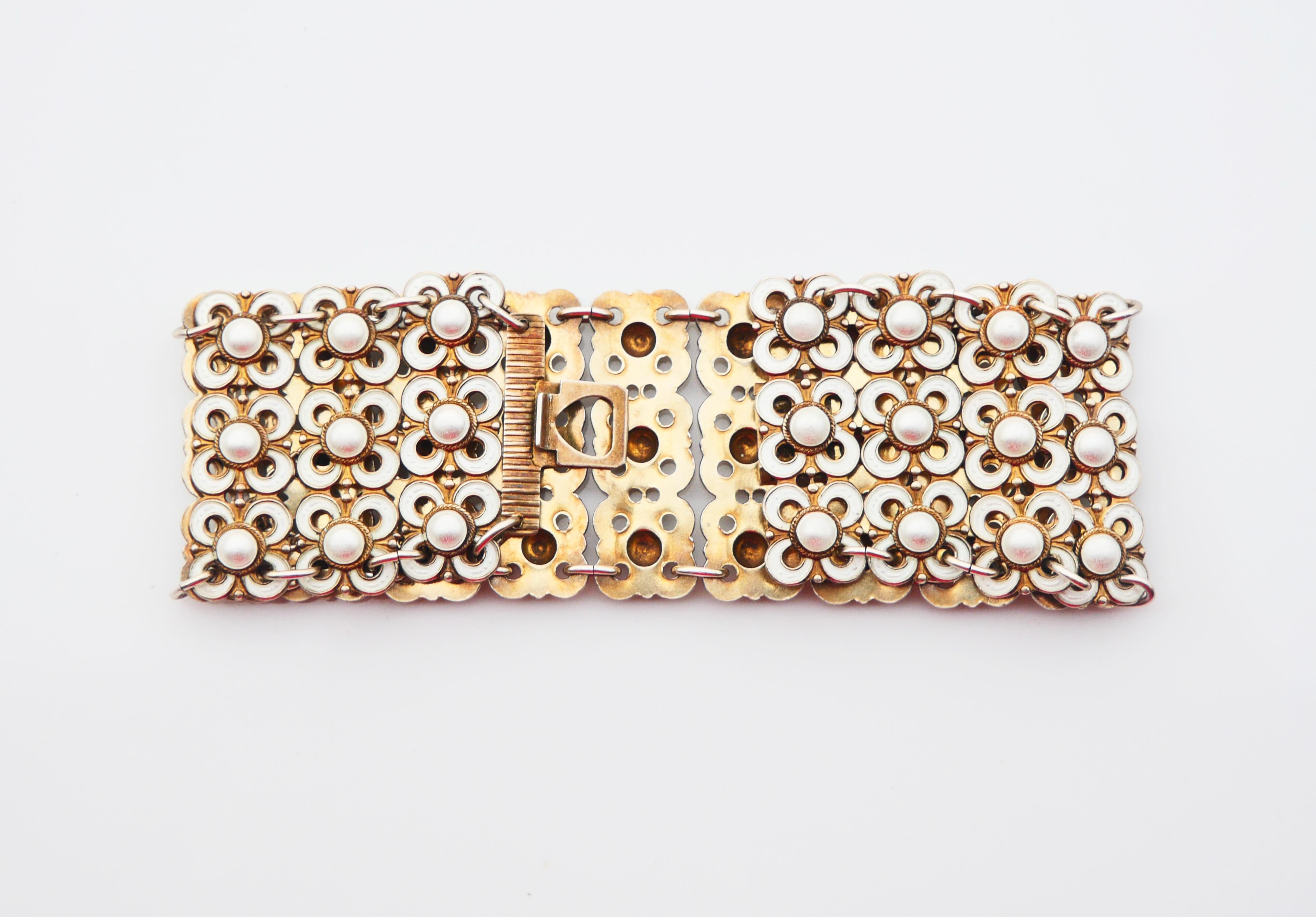 Floral Link 1950's Armband W.Winnaess D.Andersen Sterling Silber/ 19cm/ 47gr im Angebot 7
