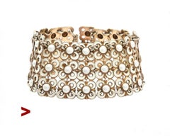 Floral Link 1950's Bracelet W.Winnaess D.Andersen Sterling Silver/ 19cm/ 47gr