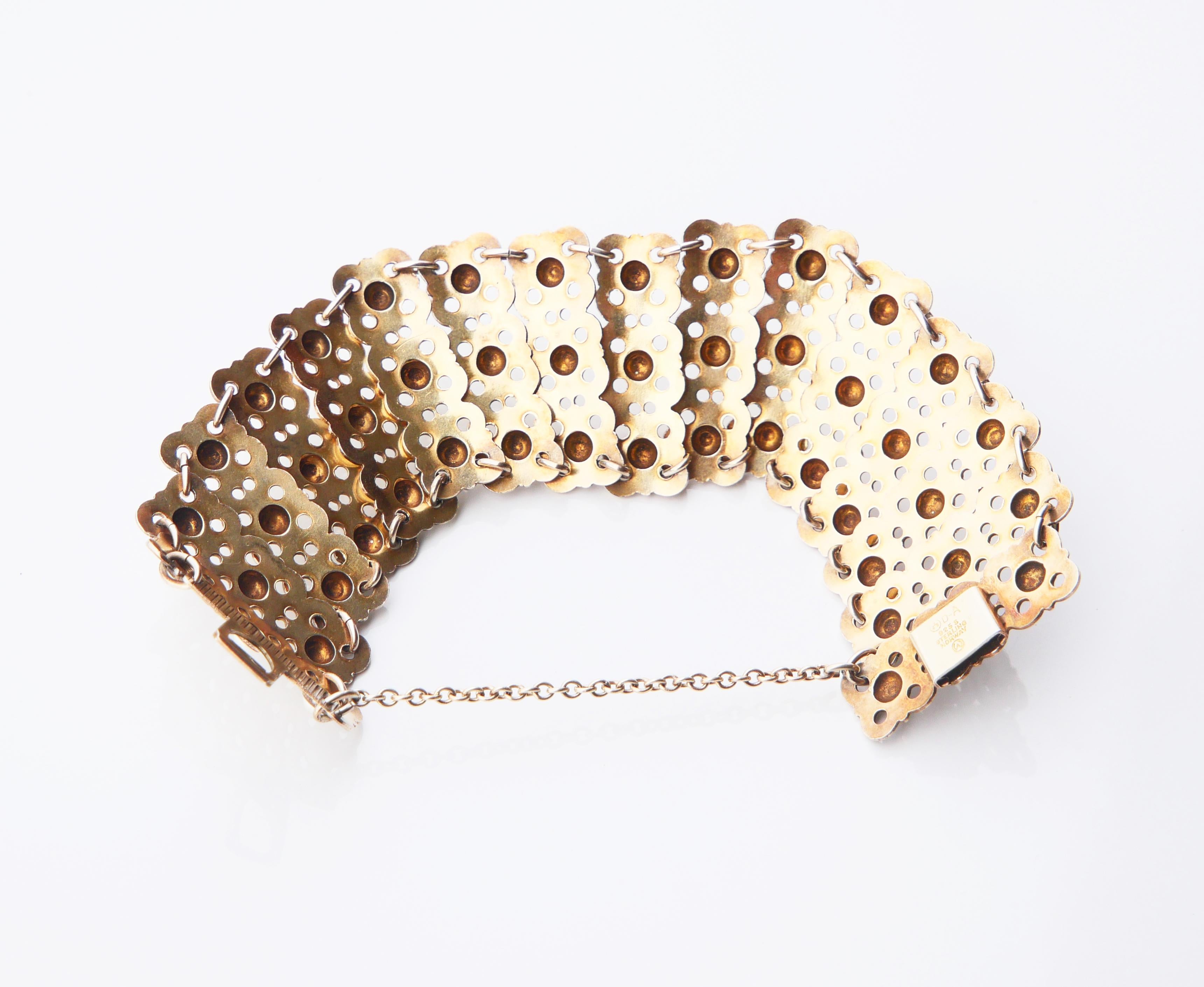 Floral Link 1950's Armband W.Winnaess D.Andersen Sterling Silber/ 19cm/ 47gr Damen im Angebot