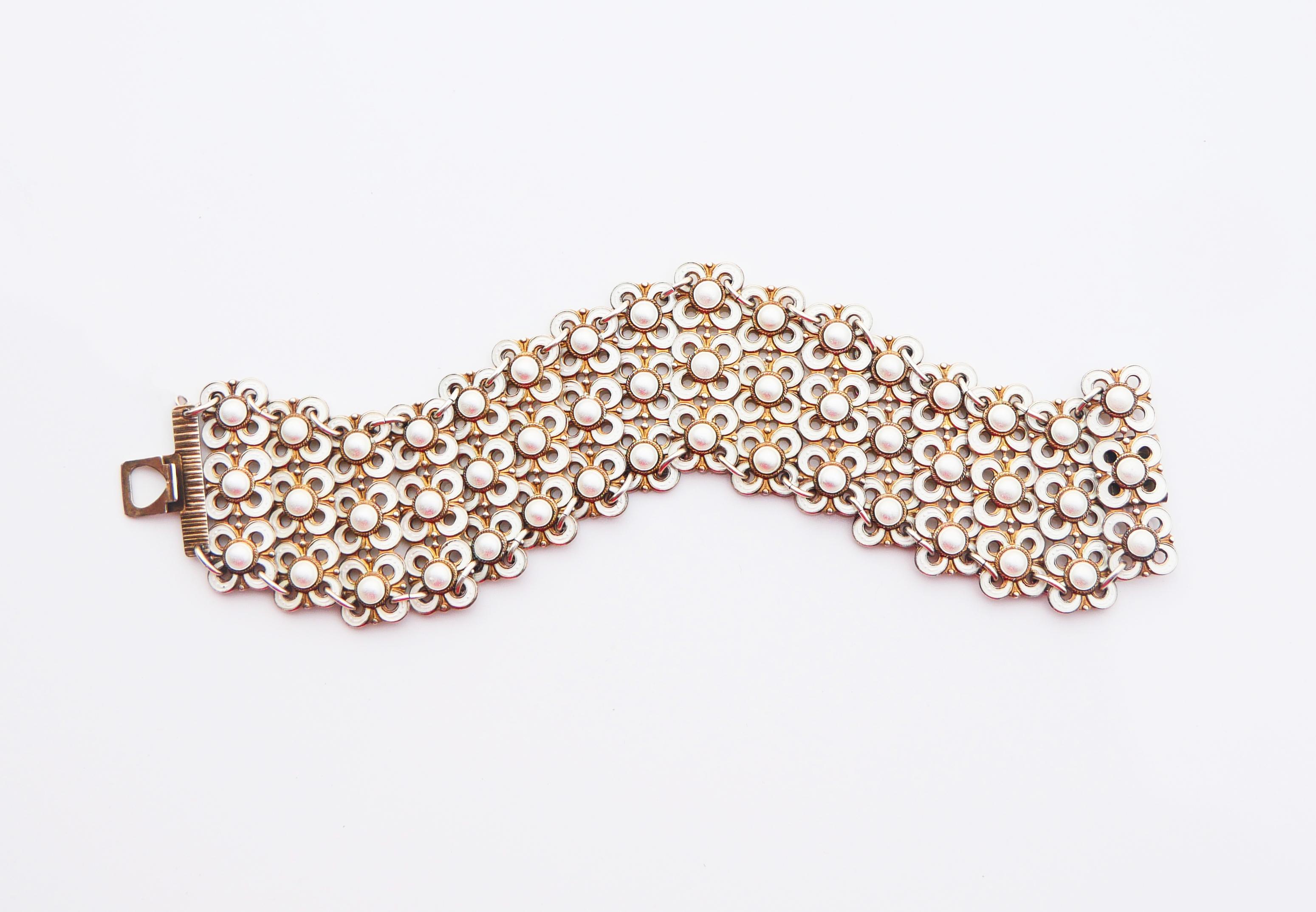 Floral Link 1950's Armband W.Winnaess D.Andersen Sterling Silber/ 19cm/ 47gr im Angebot 1