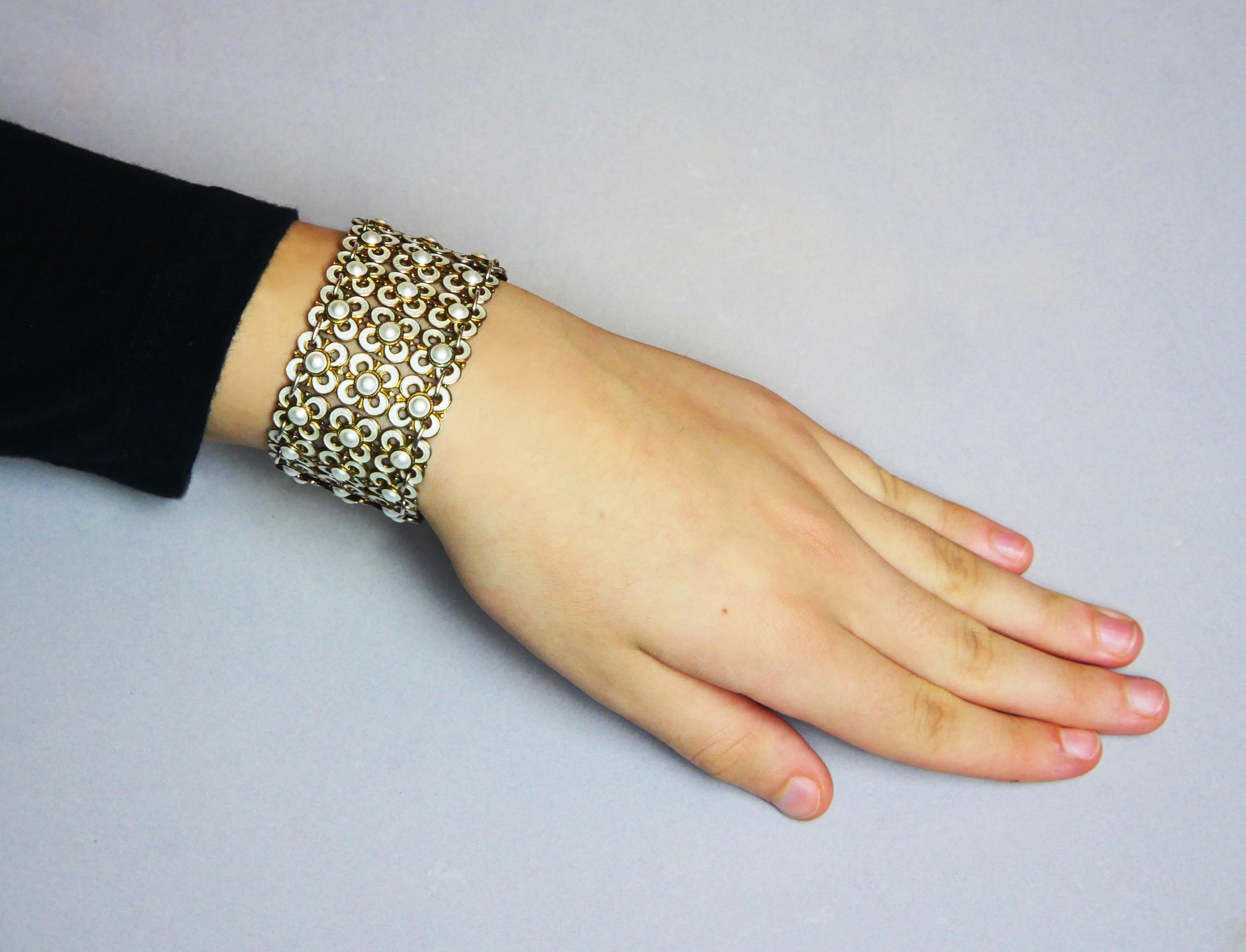 Floral Link 1950's Armband W.Winnaess D.Andersen Sterling Silber/ 19cm/ 47gr im Angebot 3