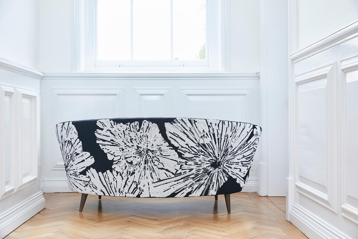 Hand-Crafted Floral LoveSeat For Sale
