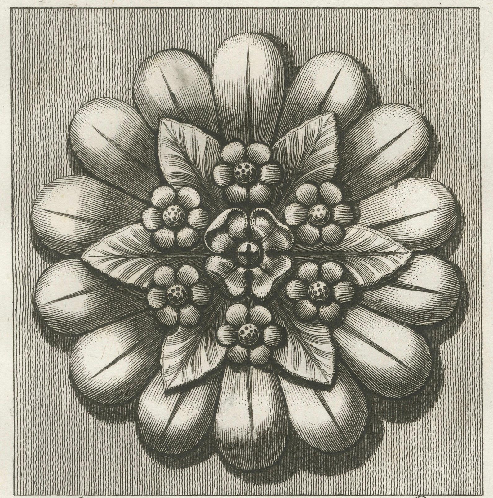 Paper Floral Majesty: Rosette Plate 47 Engraved from Antiquity, circa 1780 For Sale
