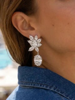 Floral Marquise & Cushion Cut Diamond Drop Earrings