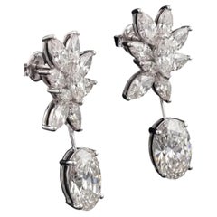 Floral Marquise & Cushion Cut Diamond Drop Earrings
