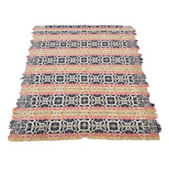 Copriletto jacquard con medaglione floreale firmato, metà del XIX secolo