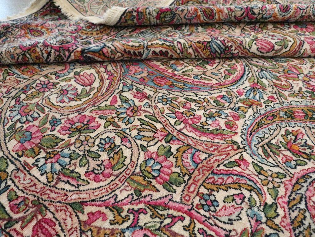 Floral Mid-20th Century Handmade Persian Lavar Kerman Room Size Rug 4