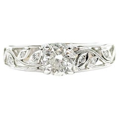 Floral Milgrain Diamond Ring in 14k