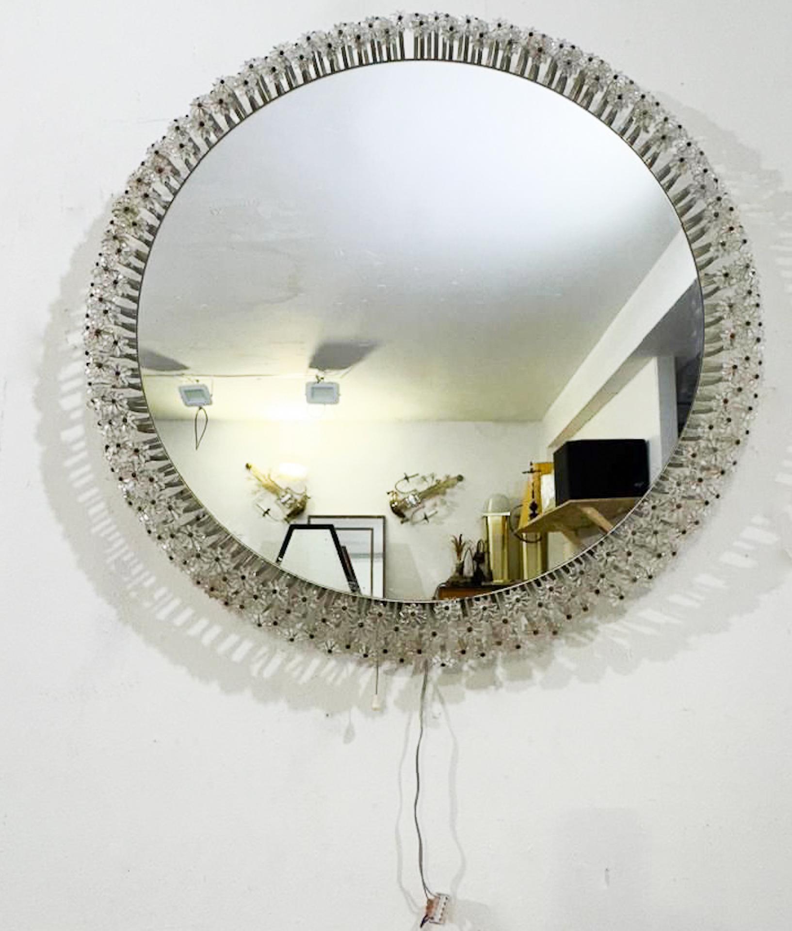 Floral mirror by Emil Stejnar for Ruper Nikoll, 1950, Austria In Good Condition For Sale In Brussels, BE