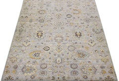 Floral Modern Tabriz Handmade Indian Wool Rug in Gray by Apadana