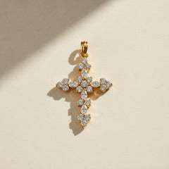 Floral Moissanite Cross Pendant Silver, gold