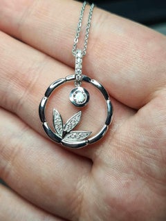 Floral Moissanite Dangle Pendant 925 Sterling Silver Birthday Necklace.