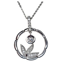 Floral Moissanite Dangle Pendant 925 Sterling Silver Birthday Necklace.