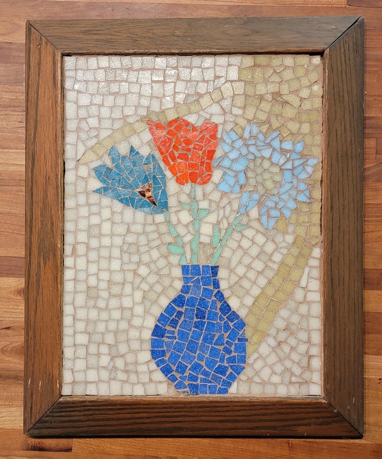 Floral Mosaic Tile Wall Hanging / Plaque For Sale at 1stDibs