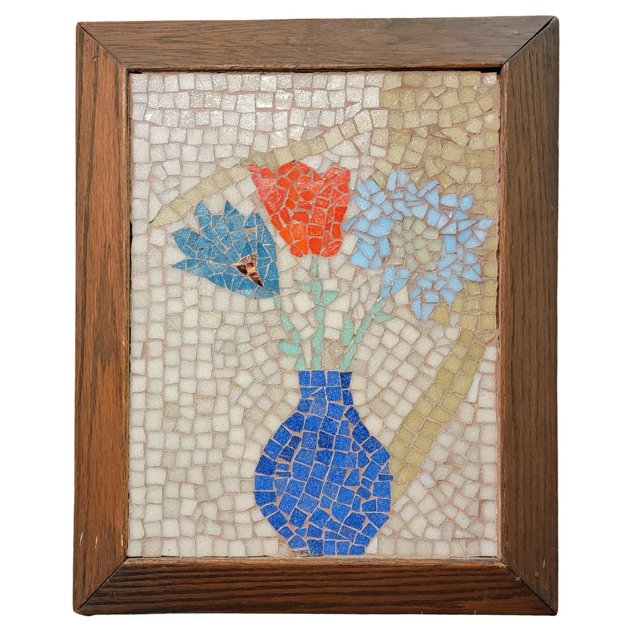 Floral Mosaic Tile Wall Hanging / Plaque For Sale