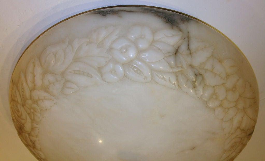 Floral Motif Alabaster Light Fixture For Sale 4