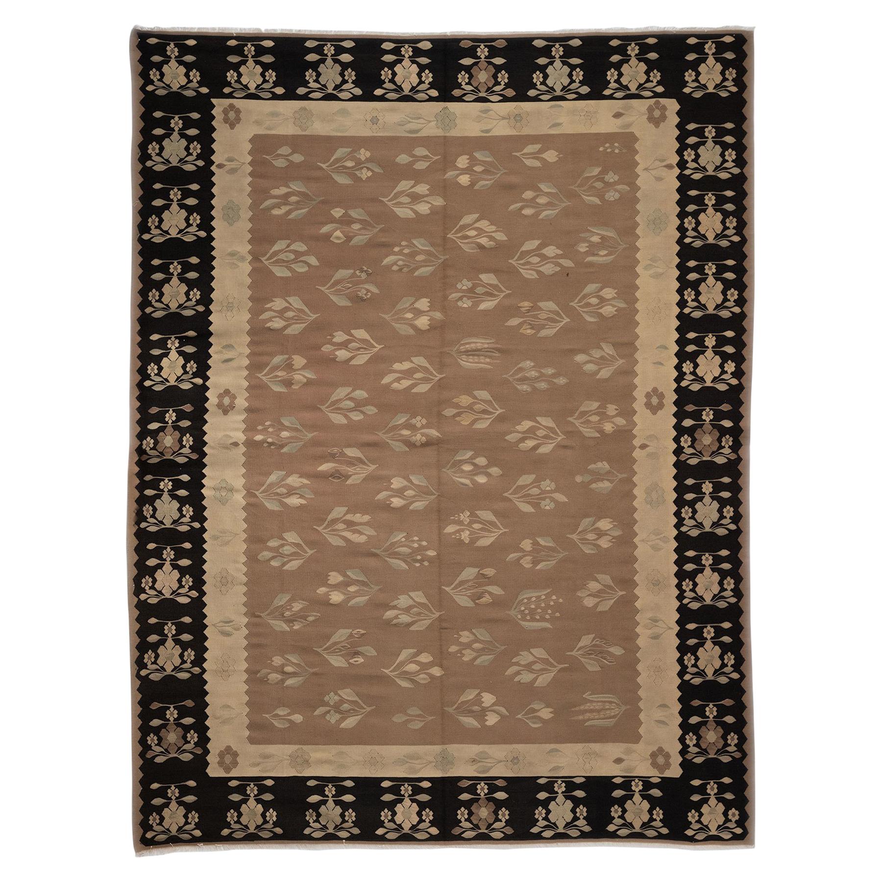 Floral Motif Bessarabian Kilim, Romania, circa 1950