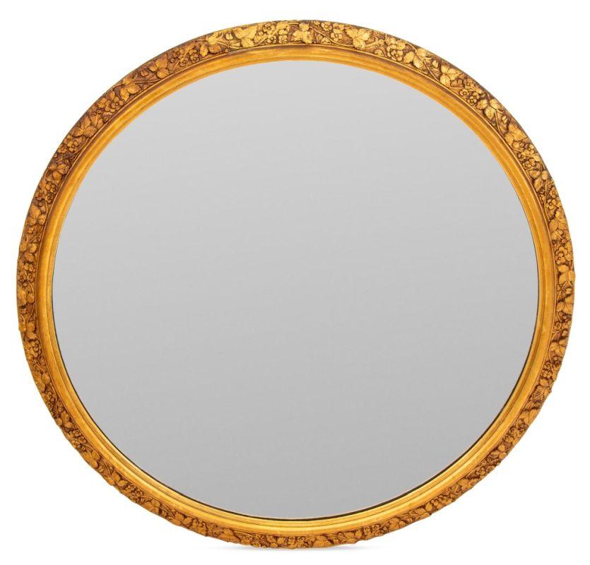 Wandspiegel mit Blumenmotiv aus rundem Giltwood (20. Jahrhundert) im Angebot