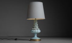Floral Motif Ceramic Lamp, Spain 1960