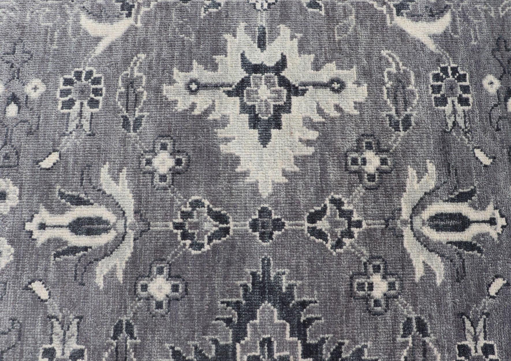 Contemporary Floral Motif Khotan Area Rug by Keivan Woven Arts in Wool For Sale
