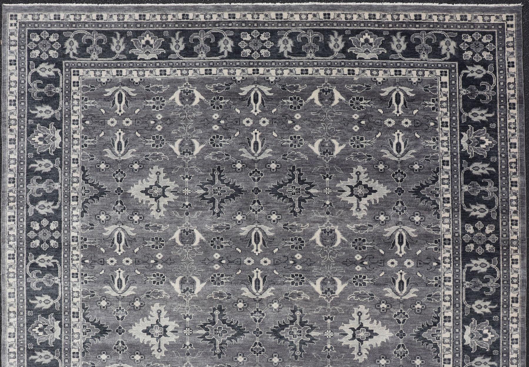 Floral Motif Khotan Area Rug by Keivan Woven Arts in Wool For Sale 1