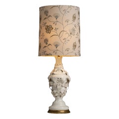 Floral Motif Porcelain Lamp, Spain 1960