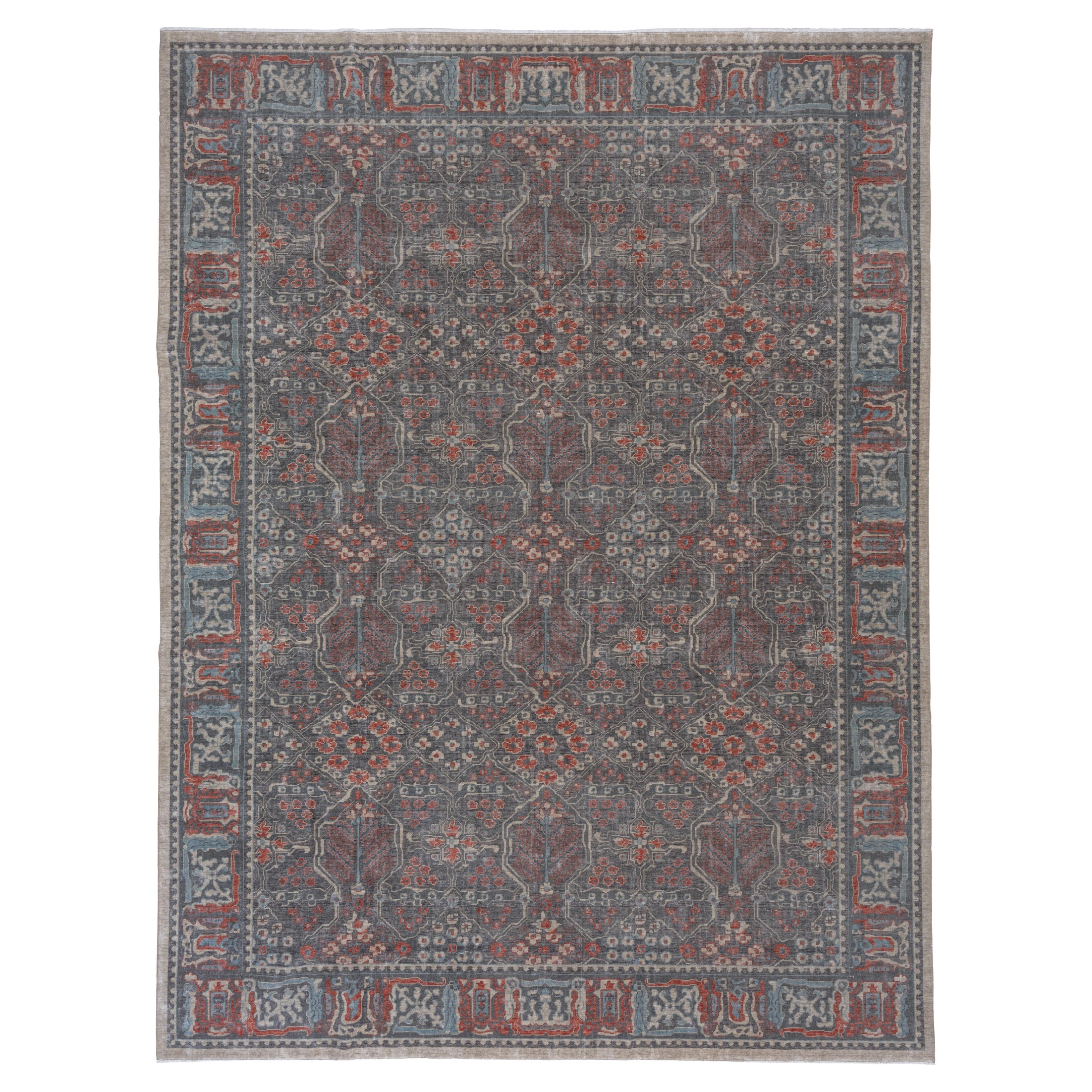 Blumenmotiv, inspiriert von roten und blauen Rot- und Blautönen aus Täbris