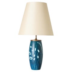 Tischleuchte mit Blumenmotiv von Hertha Bengtsson für Rörstrand