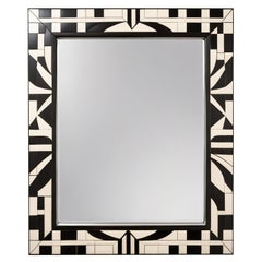 Cube : Black and White Wall Mirror Inspired by Cubism, Handcrafted by Artisanal