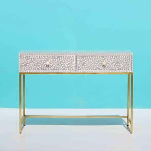 Floral Motifs Grey Console Table For Sale at 1stDibs