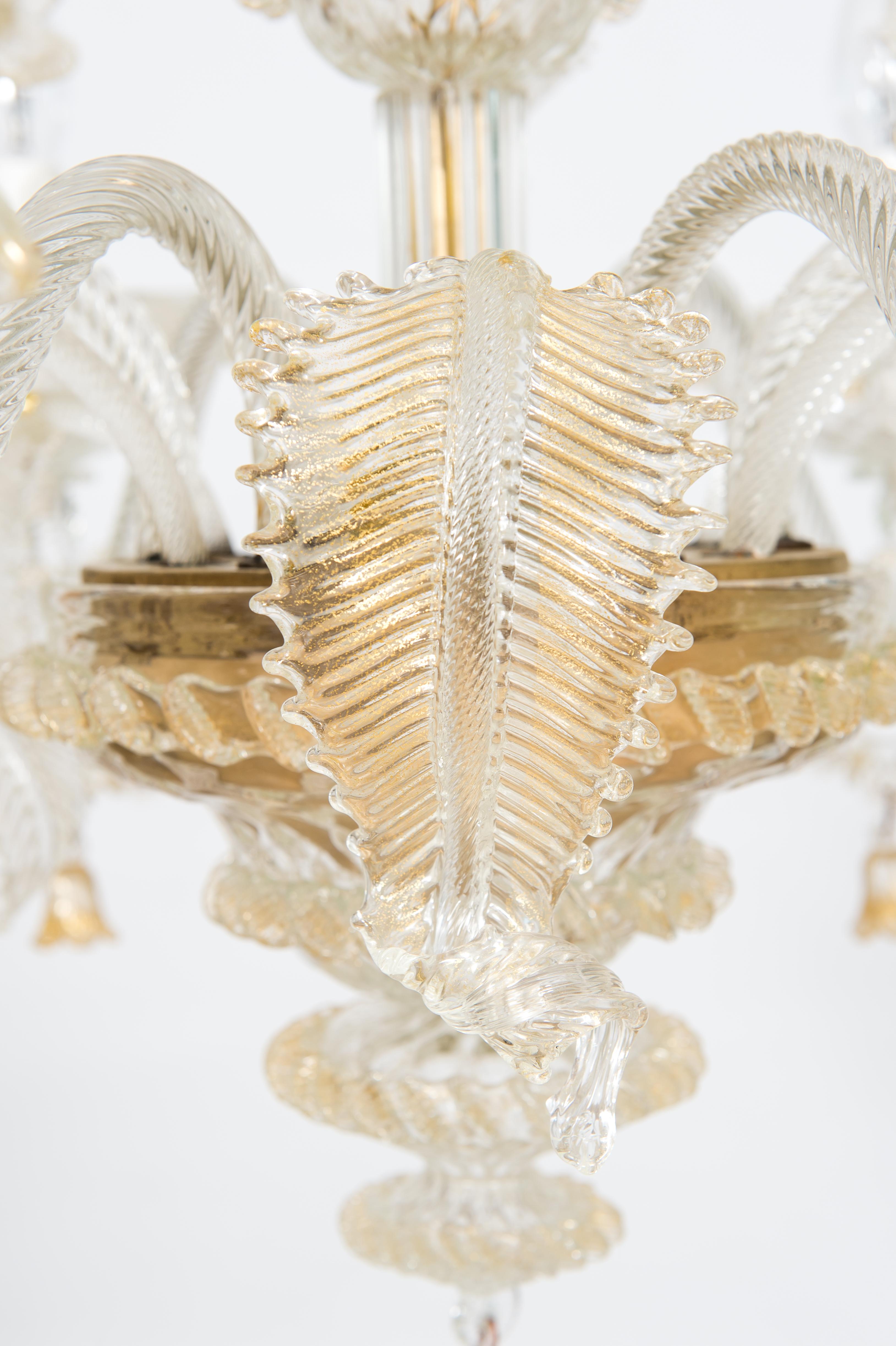 Floral Murano Glass Chandelier with “Riga Dritta” Decorations, 20th Century 3