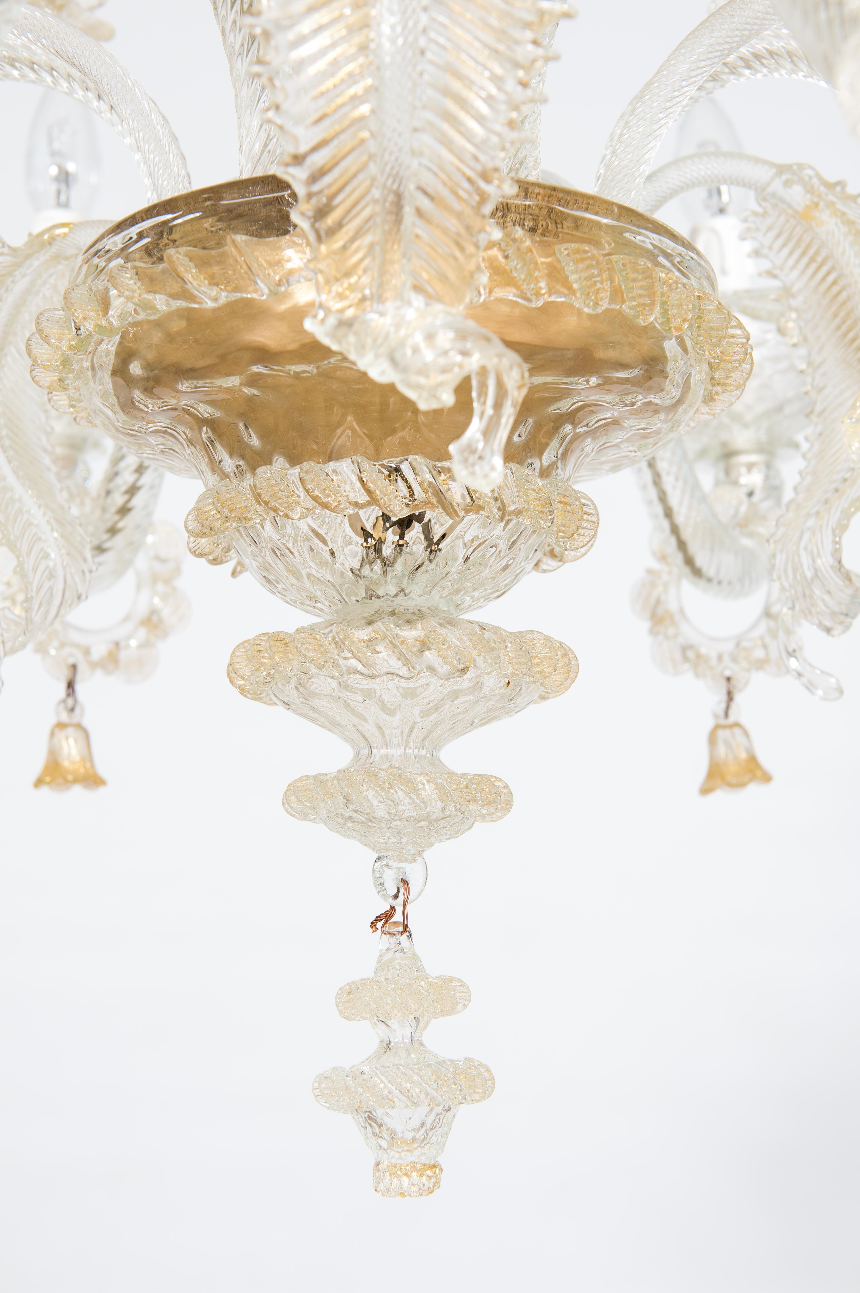 Floral Murano Glass Chandelier with “Riga Dritta” Decorations, 20th Century 4