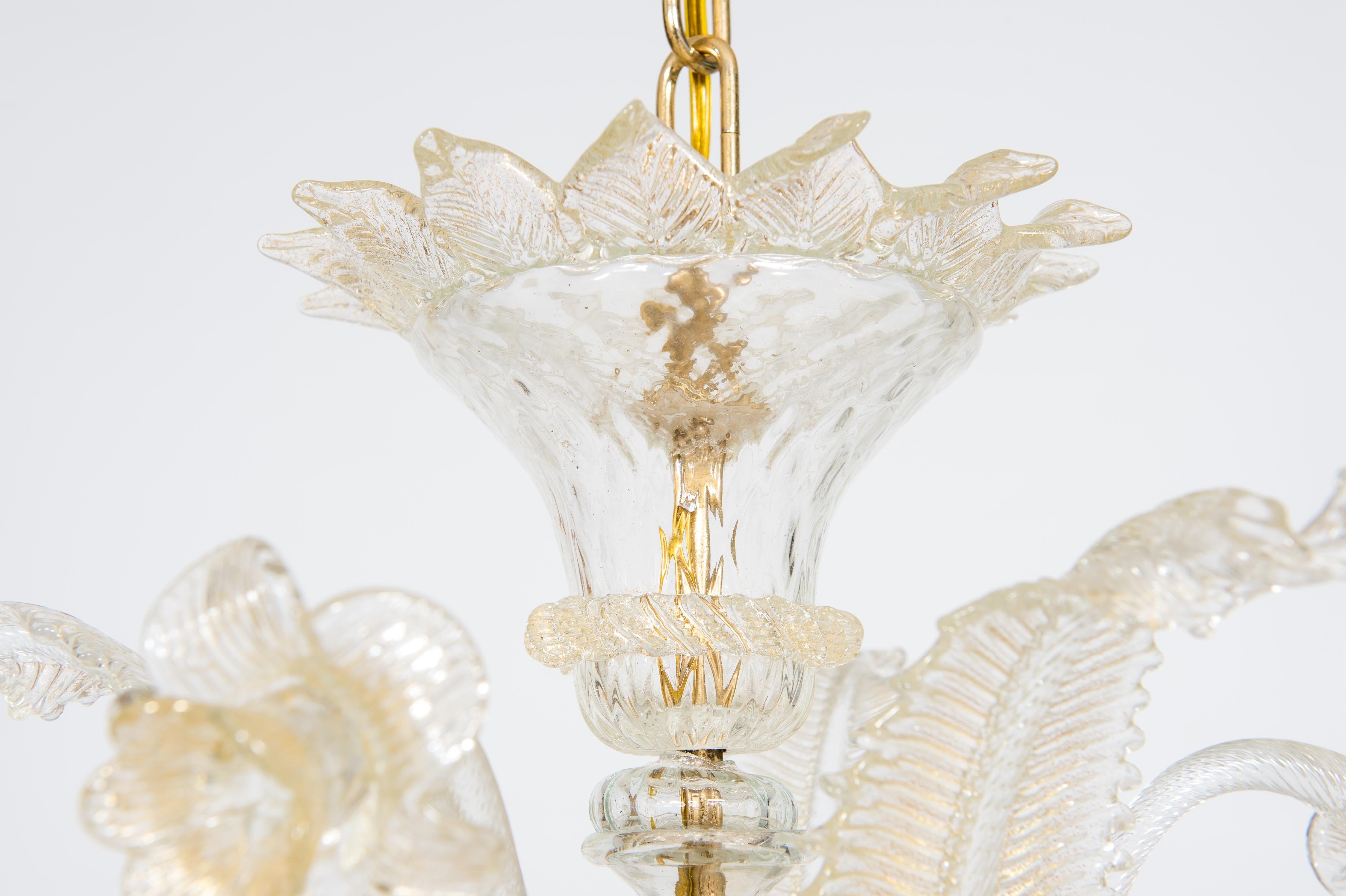 Floral Murano Glass Chandelier with “Riga Dritta” Decorations, 20th Century 6