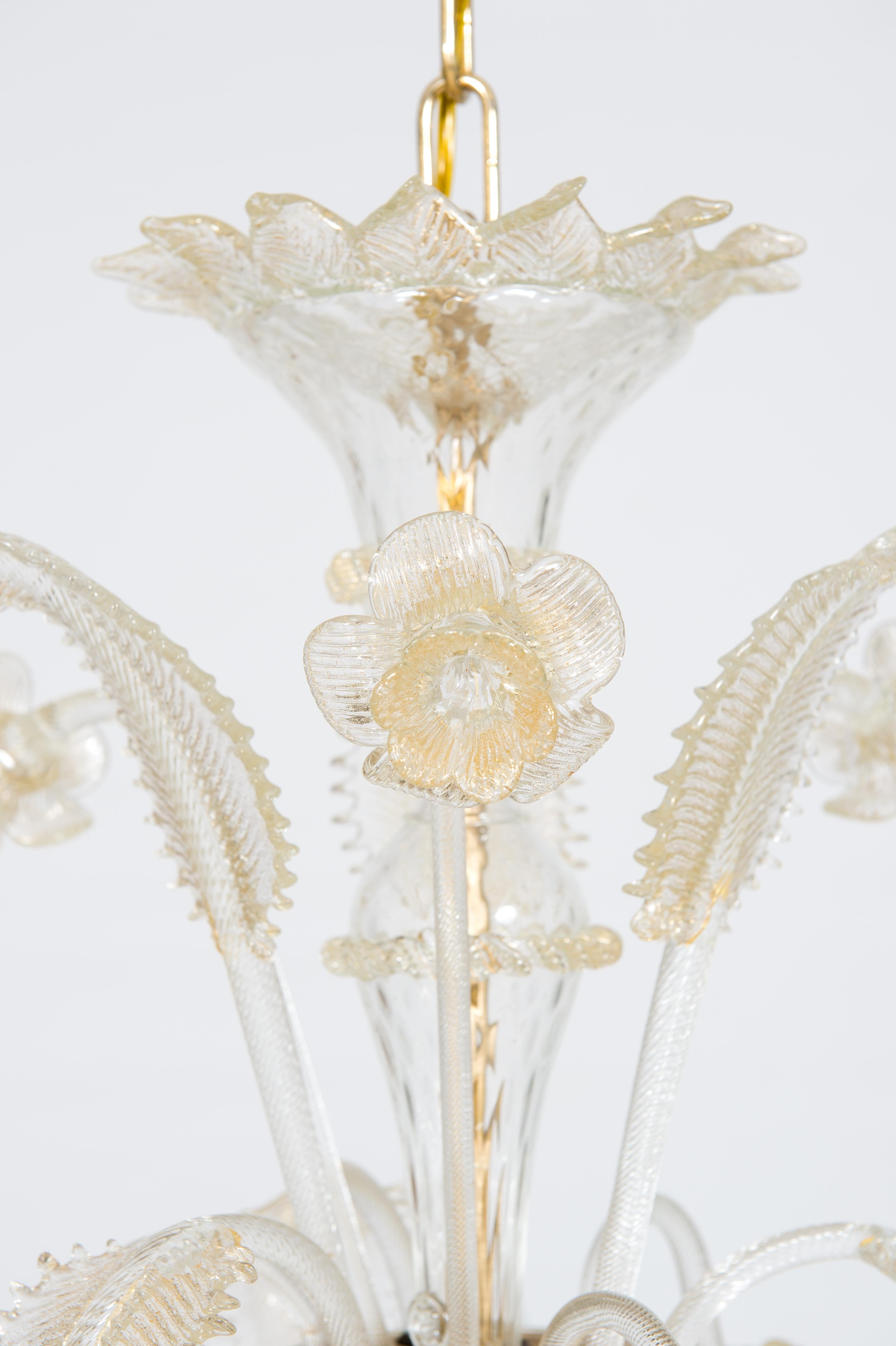 Floral Murano Glass Chandelier with “Riga Dritta” Decorations, 20th Century 7