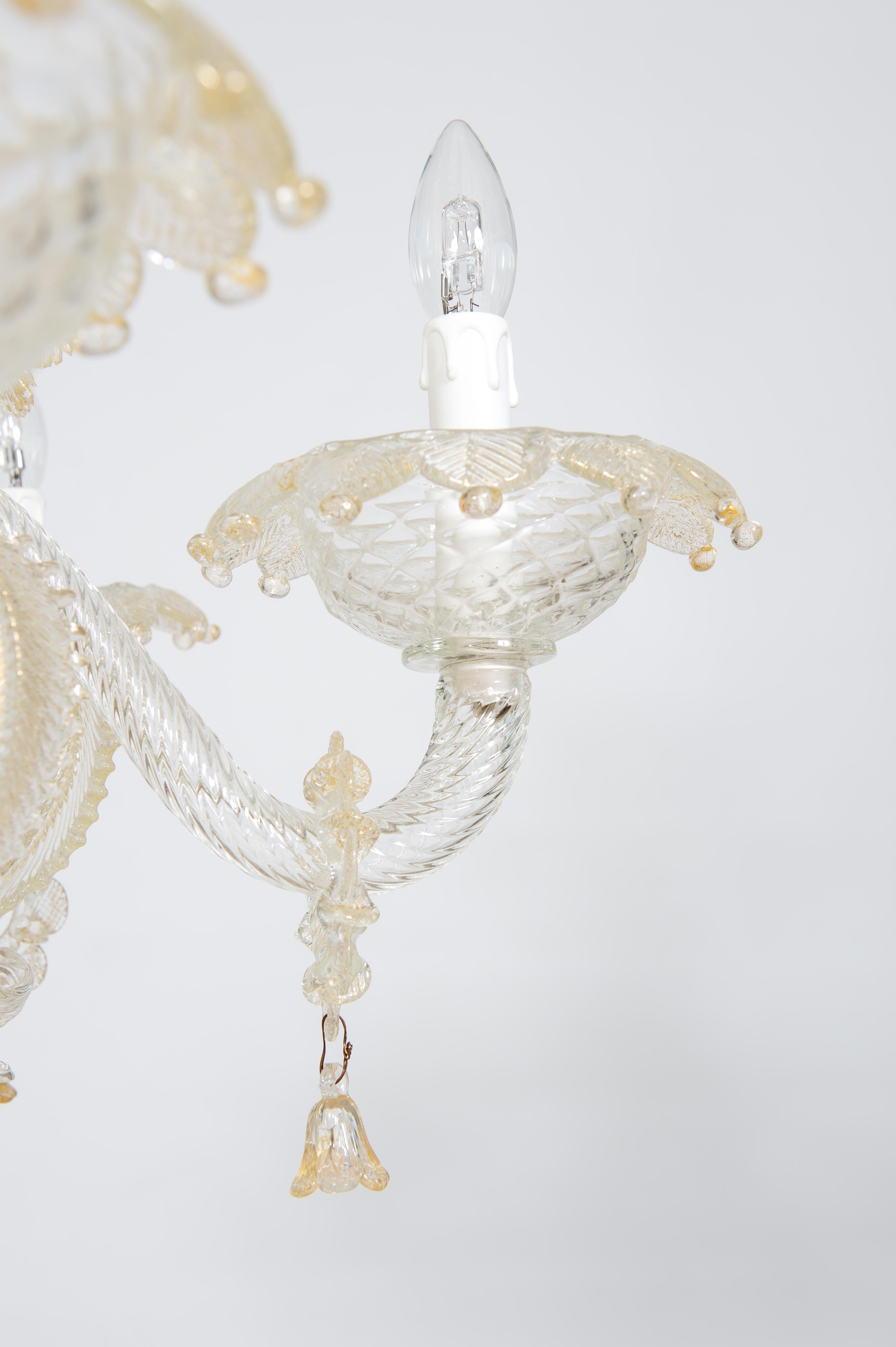 Floral Murano Glass Chandelier with “Riga Dritta” Decorations, 20th Century 1