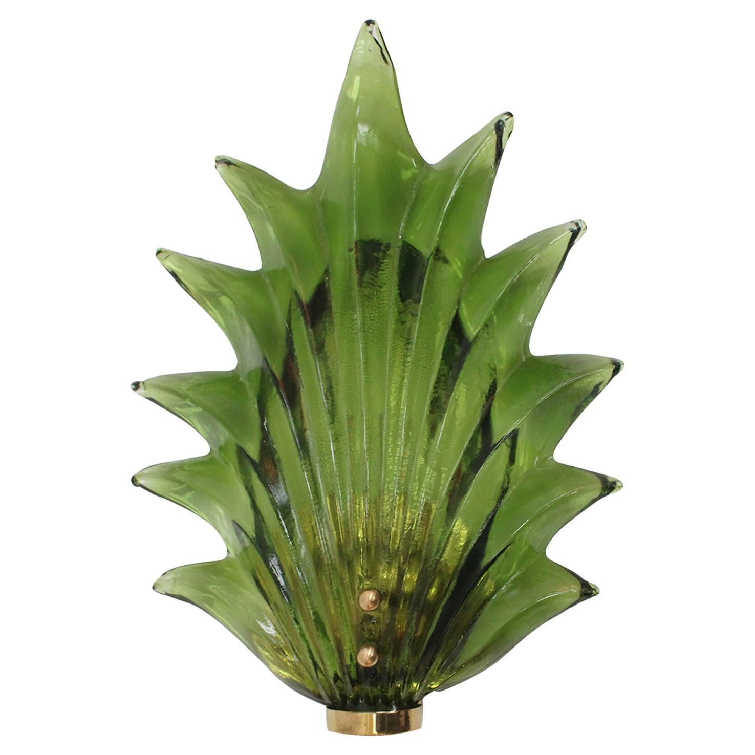 Appliques murales florales en verre de Murano en Greene & Greene, luminaires en verre d'art italien en vente