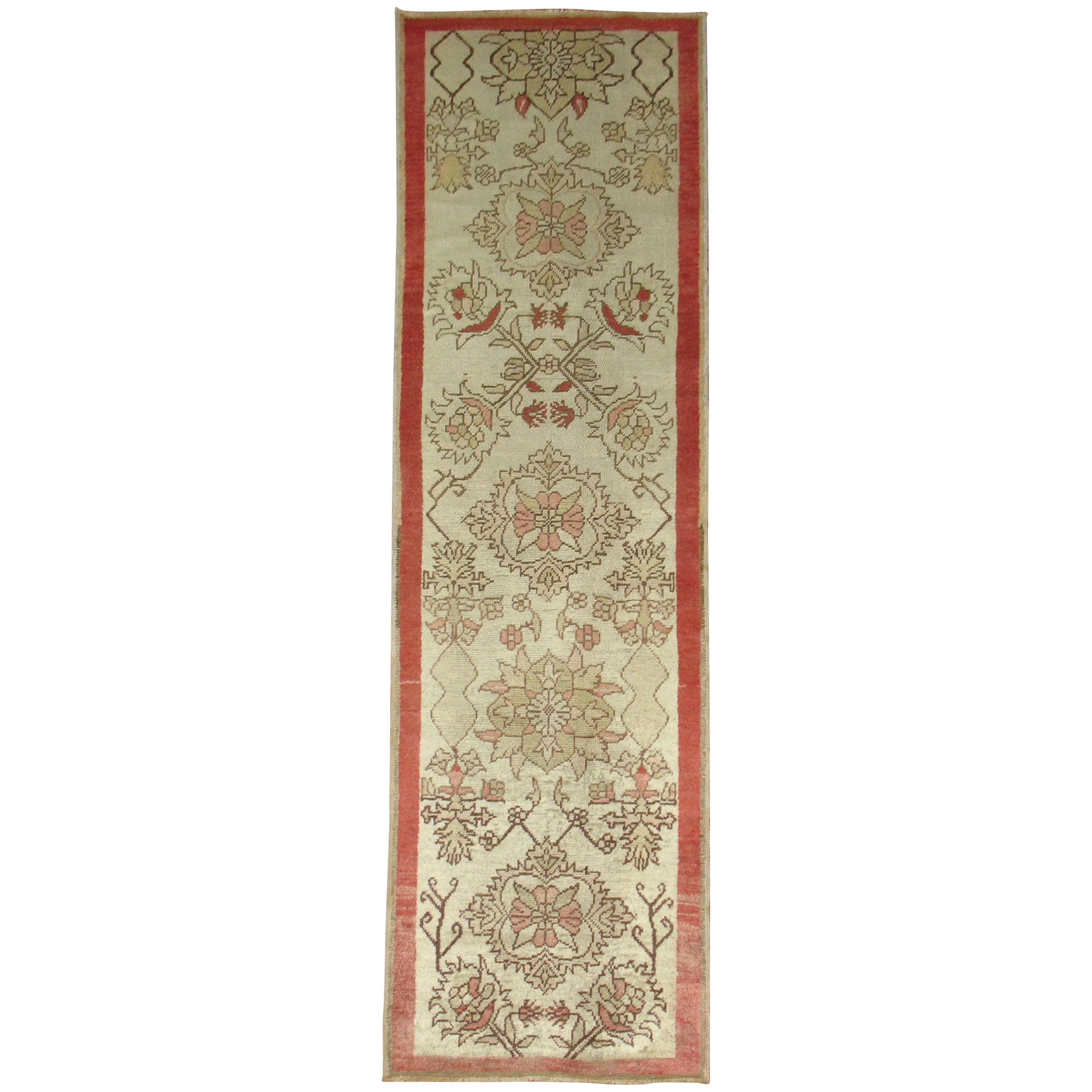 Zabihi Collection Floral Narrow Vintage Turkish Anatolian Runner