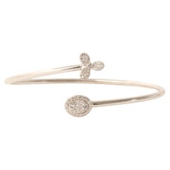 Floral Natural Diamond Open Cuff Bracelet in 14K Solid Gold (Certified)