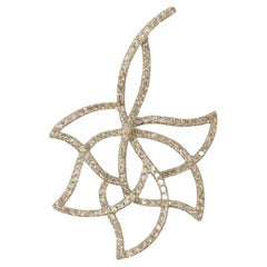 Floral Natural Diamond Openwork Pendant in 14k Solid Gold (Certified)